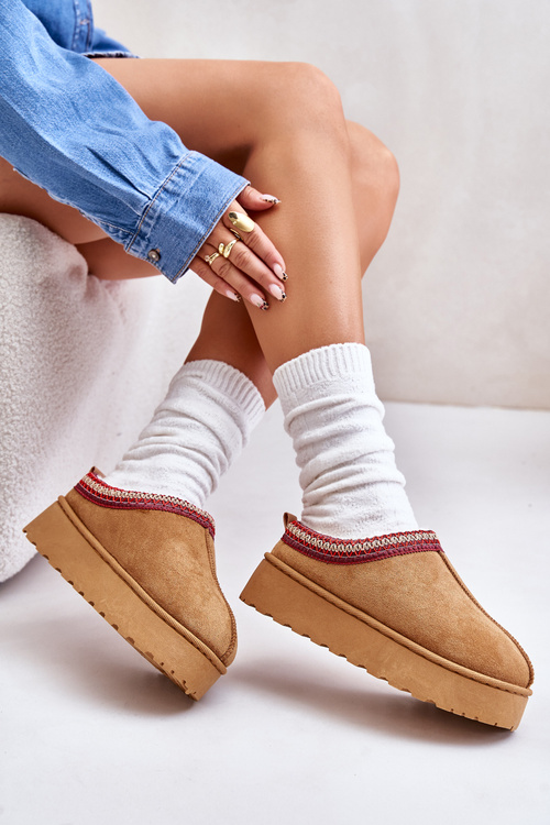 Dámské Sněhule Na Platformě Zateplené Kožíškem Camel Remenia