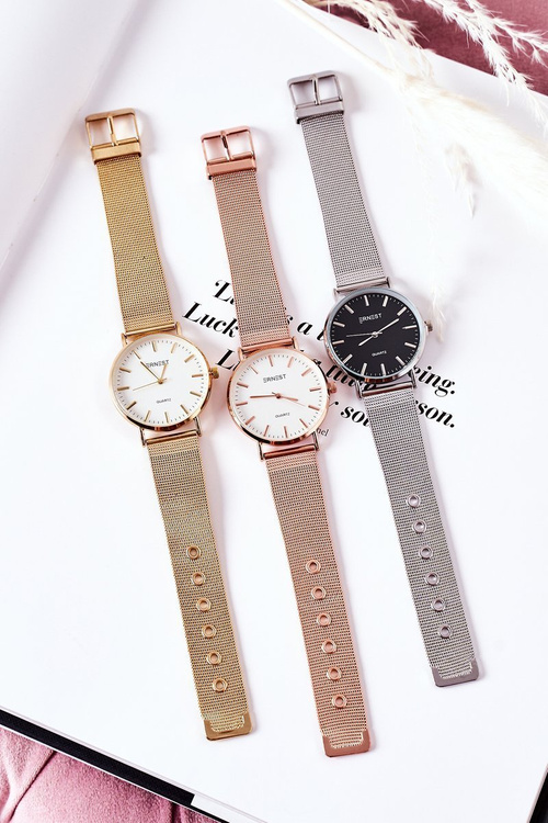 Hodinky Na Náramku Mesh ERNEST Zlaté