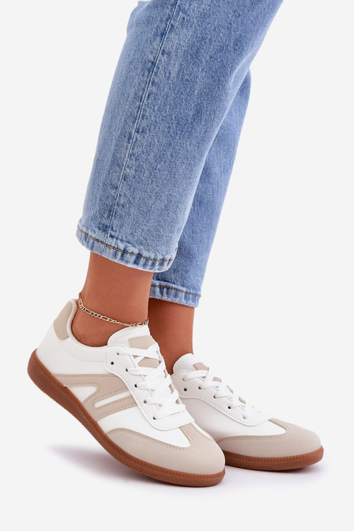 Nízké dámské sneakersy z eko kůže bílo-bežové Navidemi