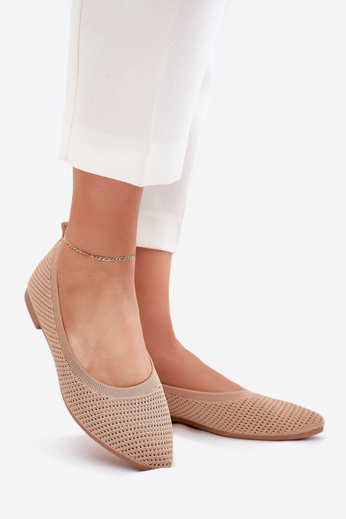 Sieťové Materiálové Baleríny Dámske Tmavo Béžové Sarina