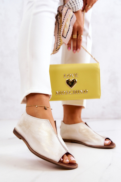 Kožené boty se zipem Nicole 2718/004 White and Gold