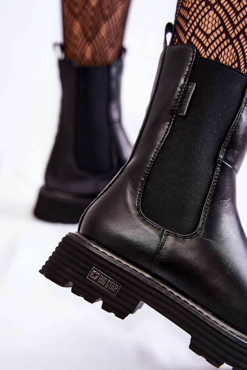 Vysoké zateplené nazouvací boty Big Star KK274500 Černe