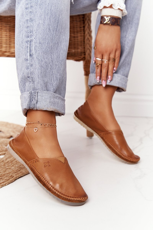 Dámske kožené balerinas matiejka hrubé 01930-52