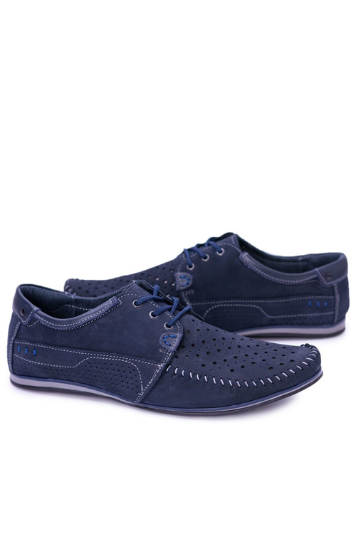 Morty Navy Blue Leather Poise