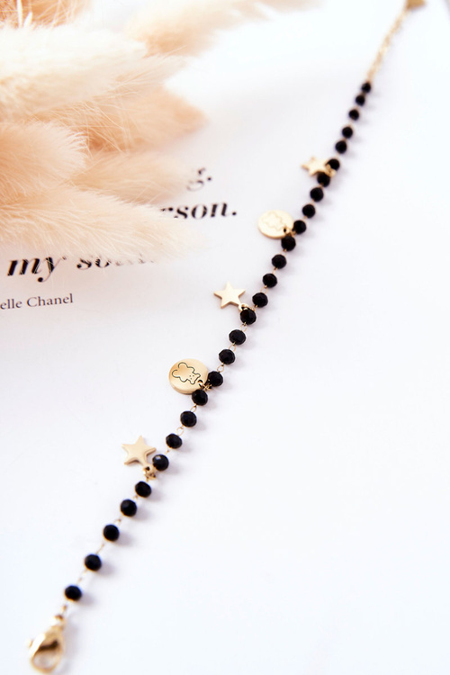 Náramok s príveskami zlatý čierny Vickey