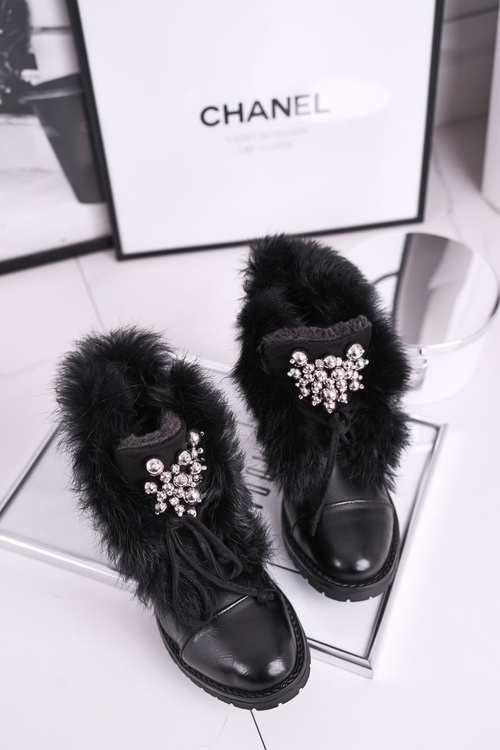 Dětské Teplé Boty S Kožešinou Černé Ella