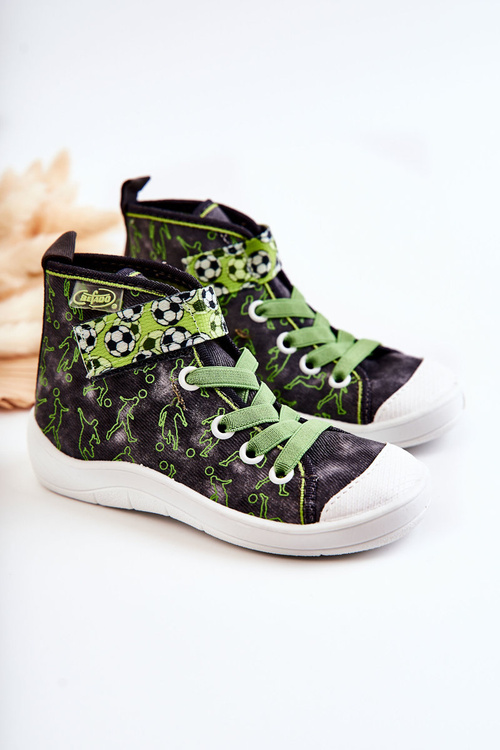 Futbalista vysokých detských tenisiek Befado 268x070 Šedo-zelené