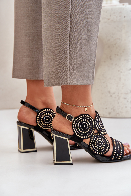 Ozdobené Sandále Na Opätku Čierne Delariona
