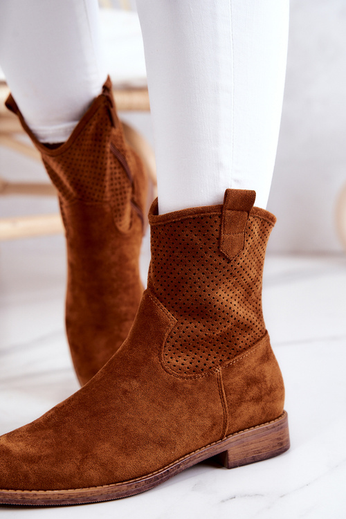 Semišové dámské prolamované boty Camel Lemar