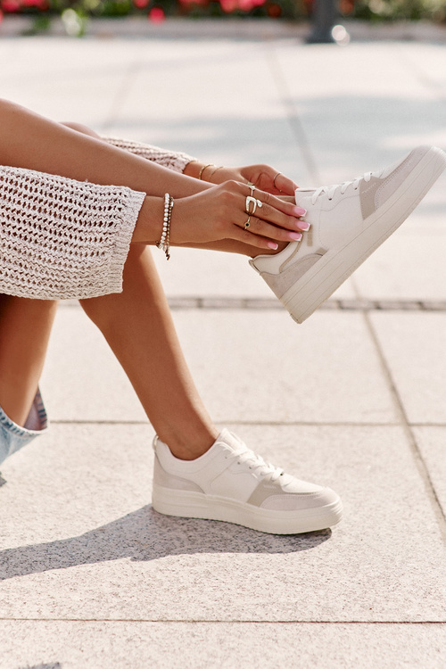 Dámské Nízké Tenisky Z Eko Kůže Big Star OO274029 Béžové