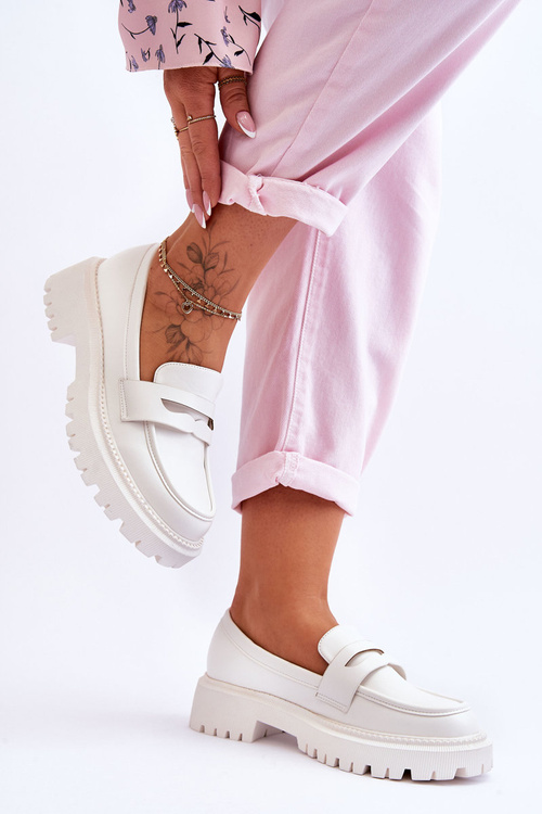 kožené nazouváky na platformě Bílé Riverside