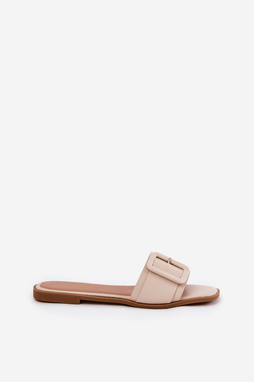 Ploché Dámske Eko Kožené Sandále S Prackou Béžové Bamma