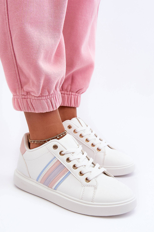 Kožené Dámské Sportovní Boty Bílo-Růžové Rilee