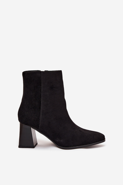 Dámské Botky Z Eko Semiše Na Podpatku Se Zipem Černé Zelita