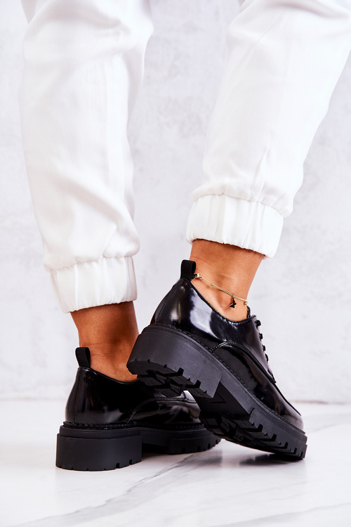 Lakovane šněrovací boty La.Fi Černe Joselin