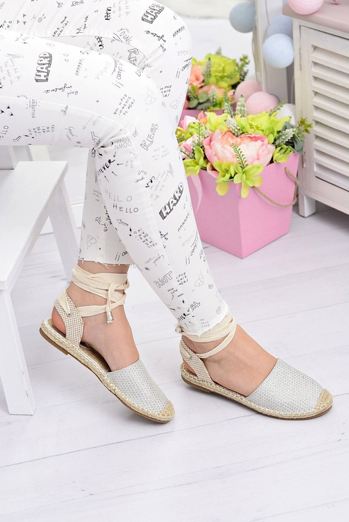 Dámske bielizeň baleríny zviazané strieborné espadrilles more