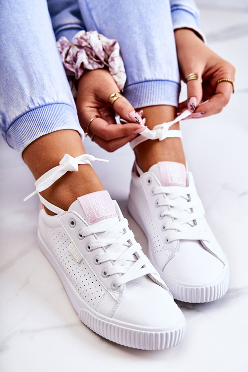 Dámské Kožené Tenisky BIG STAR HH274073 Bile-Růžové