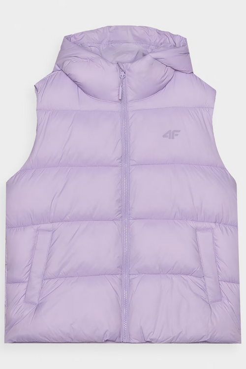 Dámský Péřový Bezrukávník S Kapucí Fialový 4F 4FWAW24TVJAF141-52S