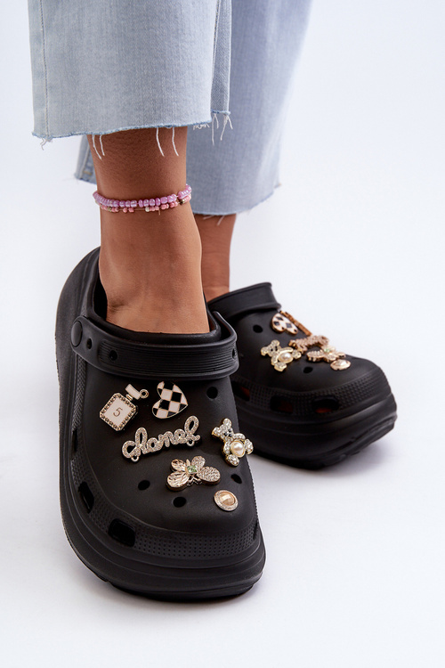 Dámské lehké pěnové sandály na tlusté podrážce s ozdobami Černé Effiora