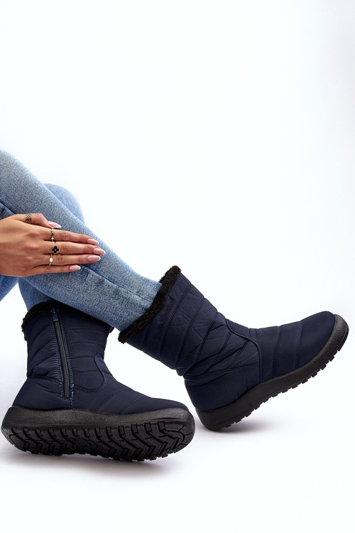 Vysoké dámske izolované topánky Luxina Navy Blue Snow topánky