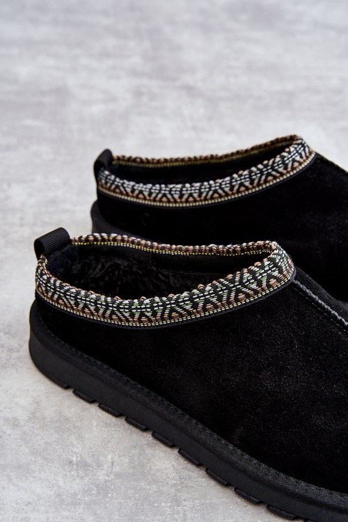 Dámské semišové pantofle s kožíškem černá Buffie