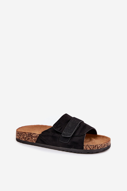 Dámske Sandále S Velcro Na Korkovej Platforme Čierne Baylin