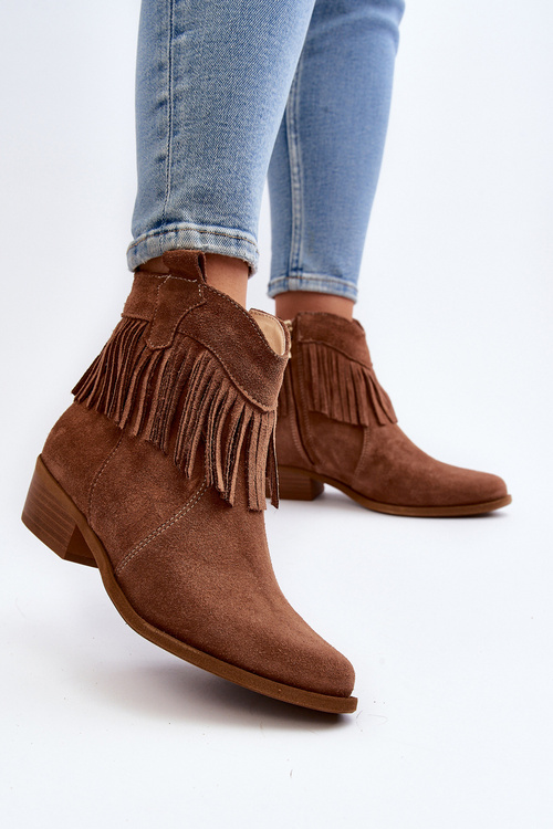 Zazoo 3430 Dámské Semišové Botky S Šňůrkami Camel