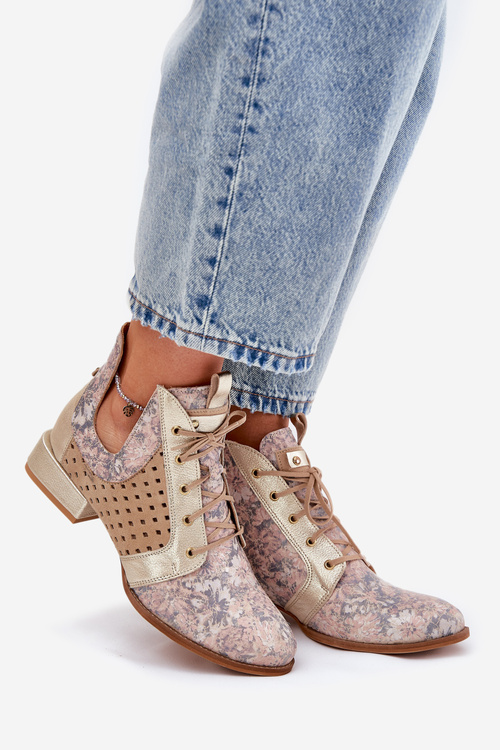 Kožené Čižmy Maciejka 05541-04 Béžovo-Zlaté