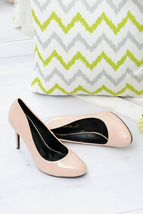 Béžová lakovaná Sophia vysoké podpätky