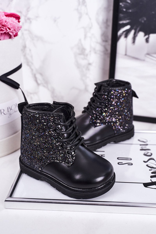 Detské trblietavé izolované topánky Čierny Ariel