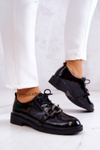 Lakované boty vázané ornamentem Black Larosa