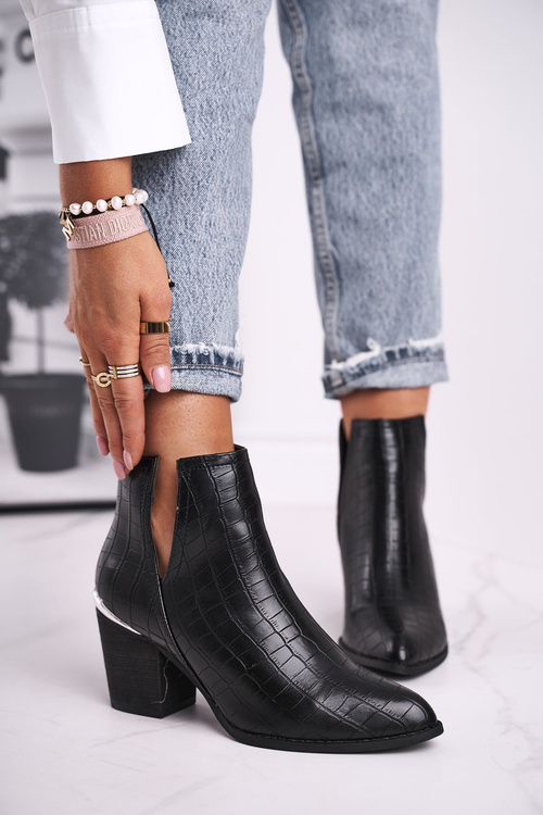 Dámské Kotníkové Boty Na Podpatku Černé Ruben