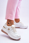 Dámské kožené sportovní boty na klínku Bílá a zlatá Rebeca