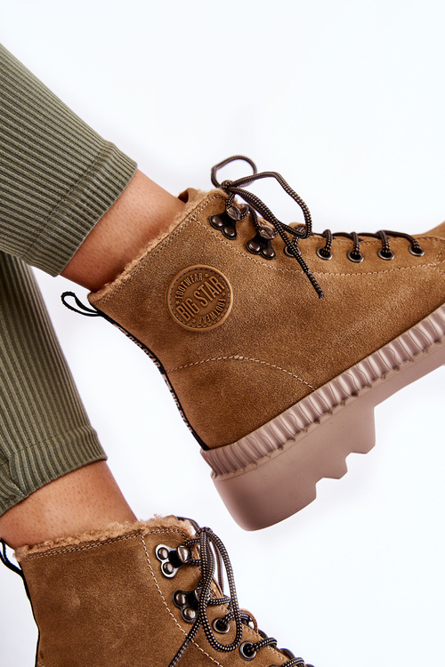 semišové teplé boty Big Star KK274521 Béžové