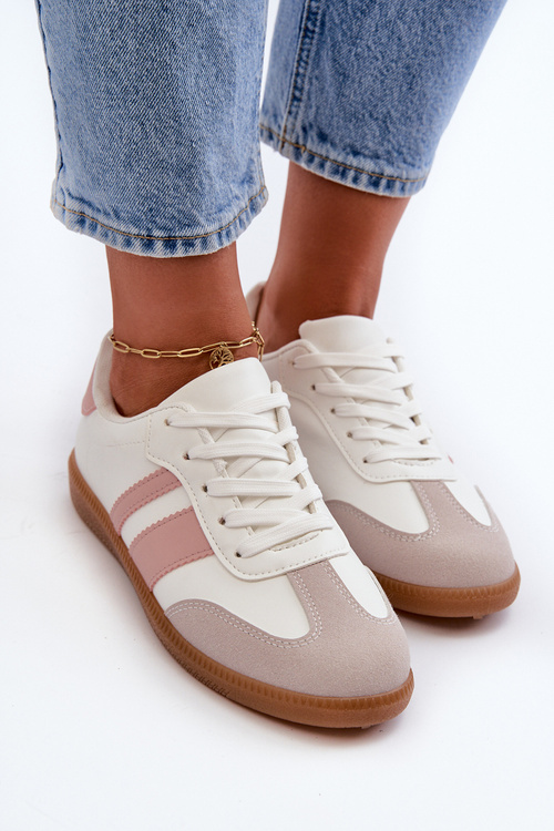 Dámské nízké ekologické kožené tenisky bílo-růžové Relialia