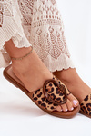 Dámske Ploché Sandále S Ozdobnou Prackou Leopard Luwam