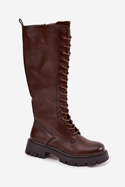 Izolované Šnurovacie Kozačky Pre Ženy Čokoládové Meliora