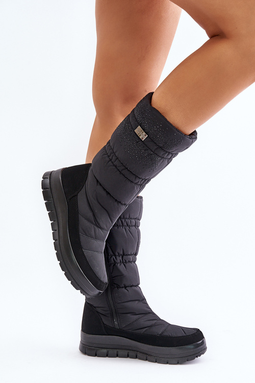 Dámske Snehové Topánky So Zdobením Čierne Progress PROGJ-24-147