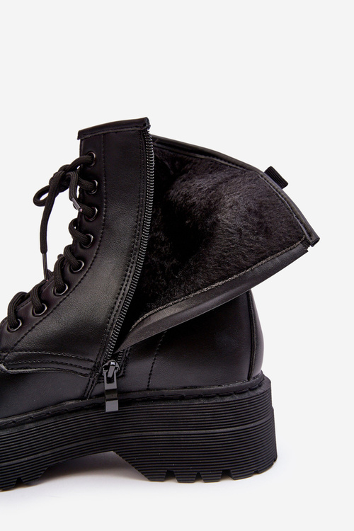 Dámské šněrovací botky Workery s tlustou podrážkou černé Biancis