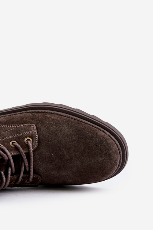 Semišové Zateplené Kotníkové Boty Na Zip Big Star OO174229 Hnědé