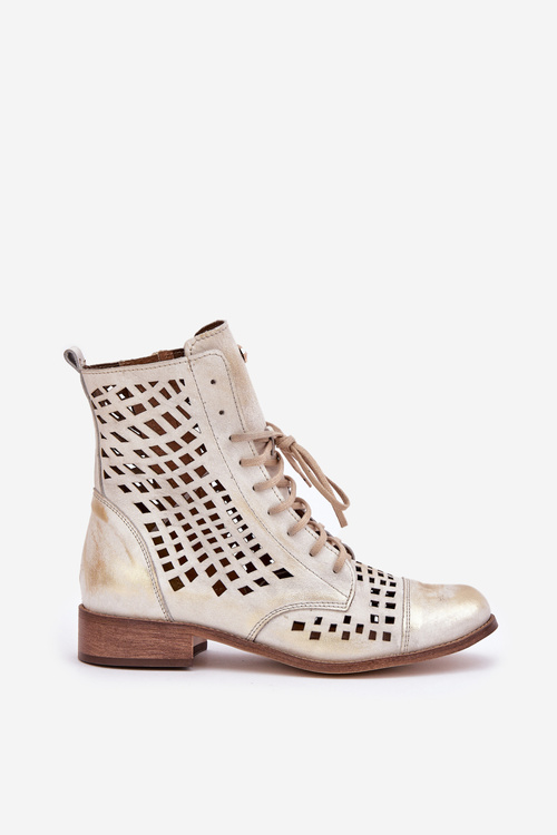 Prolamované Kožené Boty Nicole 2627 Bílé-Stříbrné