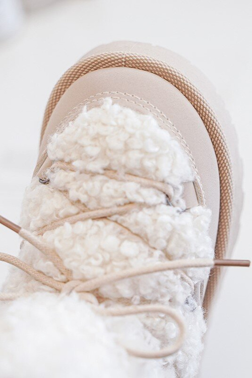 Teplé dětské sněhule s vázáním Bežová Asija