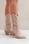 Vzorované Kovalovské Boty Na Podpatku Světle Béžové Salive