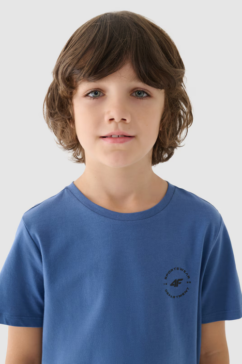 Hladké Bavlněné Tričko Chlapecké Regular Modré 4FJWAW24TTSHM1859-32S