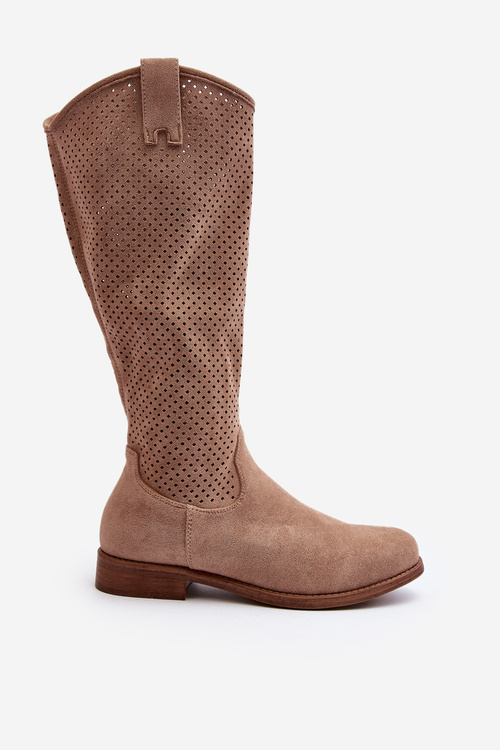 S.Barski HY66-139 Průsvitné Dámské Kozačky Beige