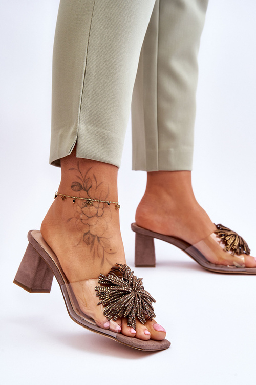 Módne priehľadné vysoké podpätky S.Barski KV-AP658-1 Brown