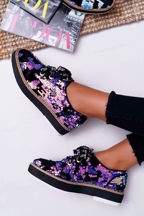 Dámske topánky lu boo fialové mesačné flitre