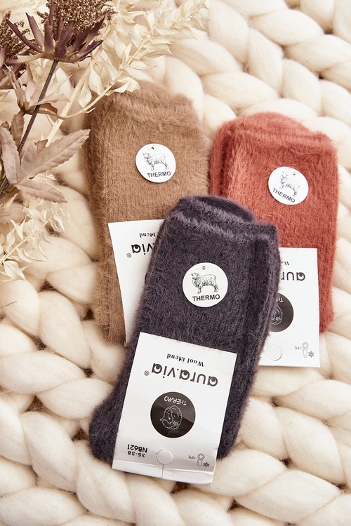 Teplé Hladké Dámske Ponožky Alpaka Koralové