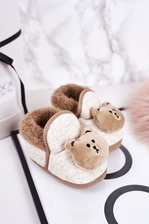 Dětské Pantofle Na Gumičku S Plyšovým Medvídkem Hnědé Pooh