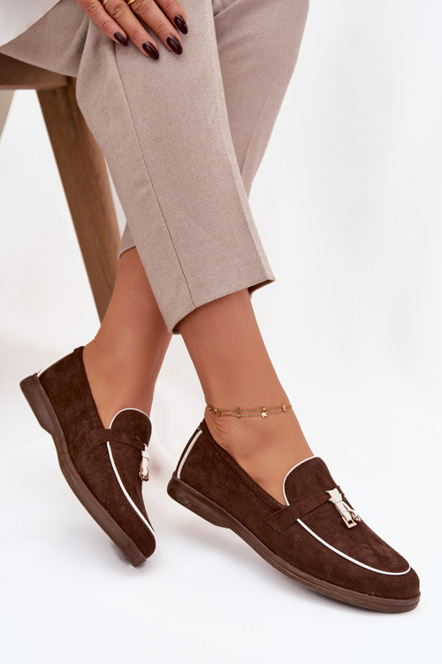 Mokasíny Loafers Ženy Z Eko Zamatové Hnedé Darwen